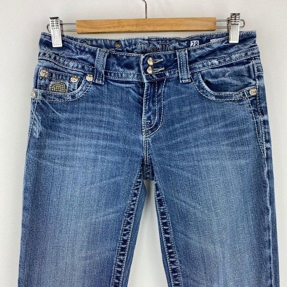 MISS ME Stone Embellished Low Rise Bootcut Jeans - Picture 3 of 6